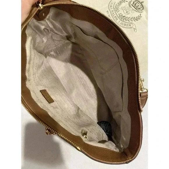 Ralph Lauren Women's Howley Halee Tote Purse Handbag Brown Wicker Tan Woven NEW - Picture 3 of 8